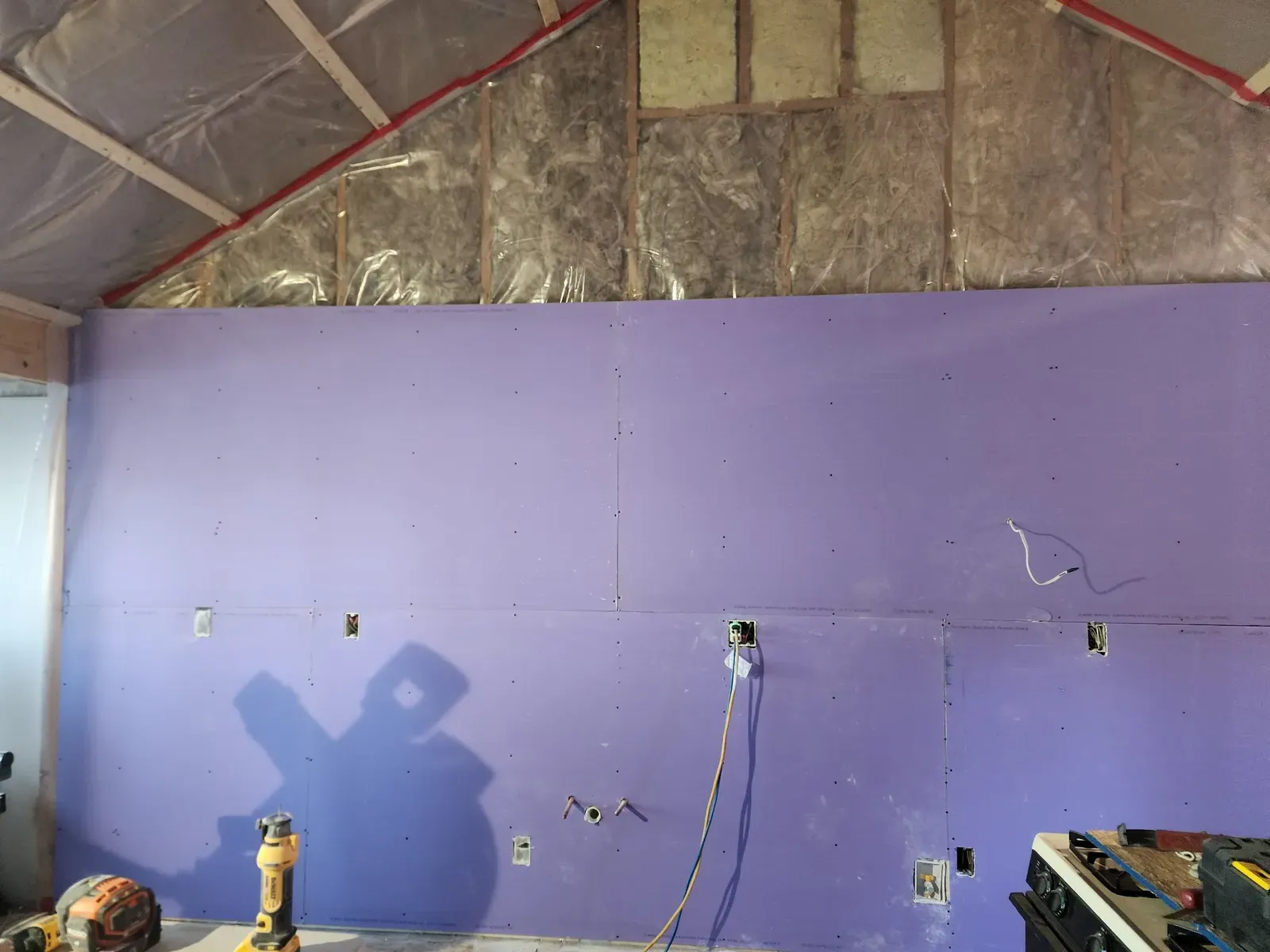 Drywall corner during the cabin remodel