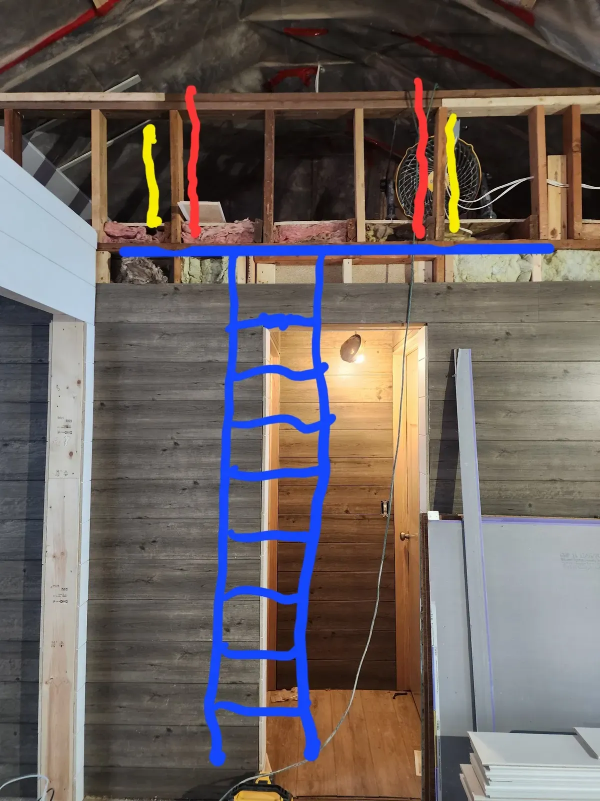 Loft access framing during the cabin remodel