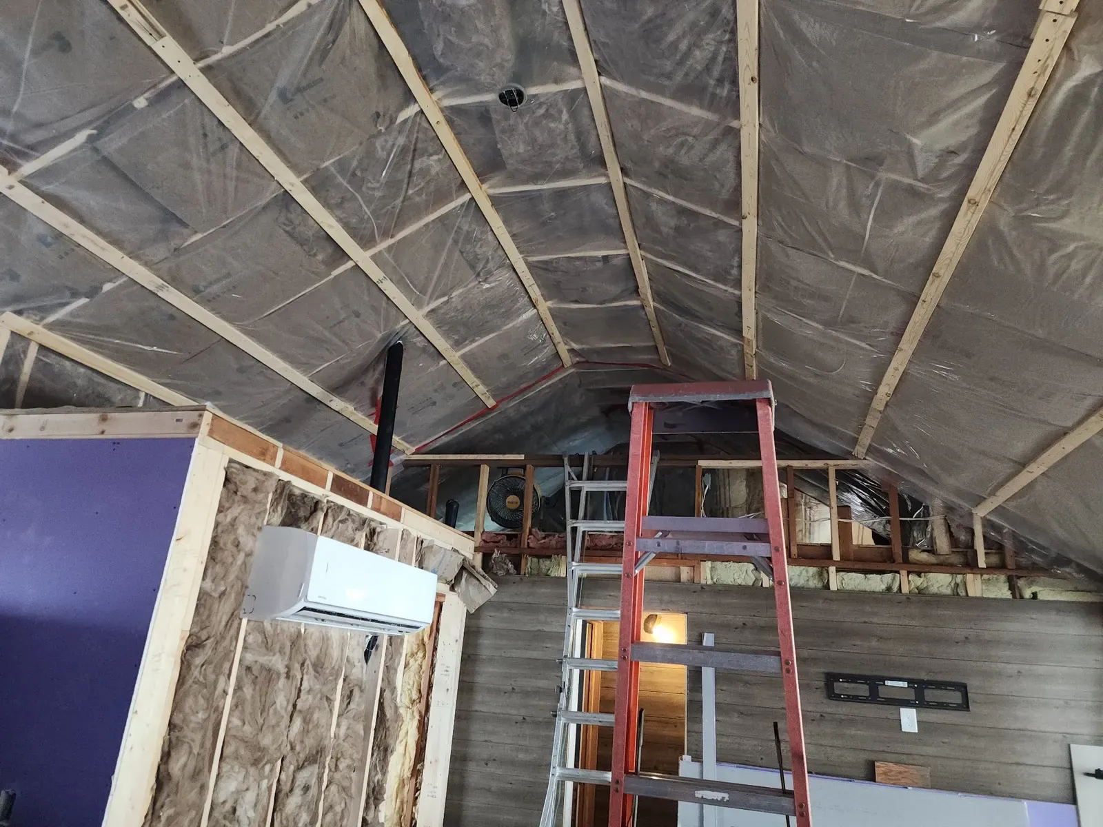 Ceiling strapping during the cabin remodel
