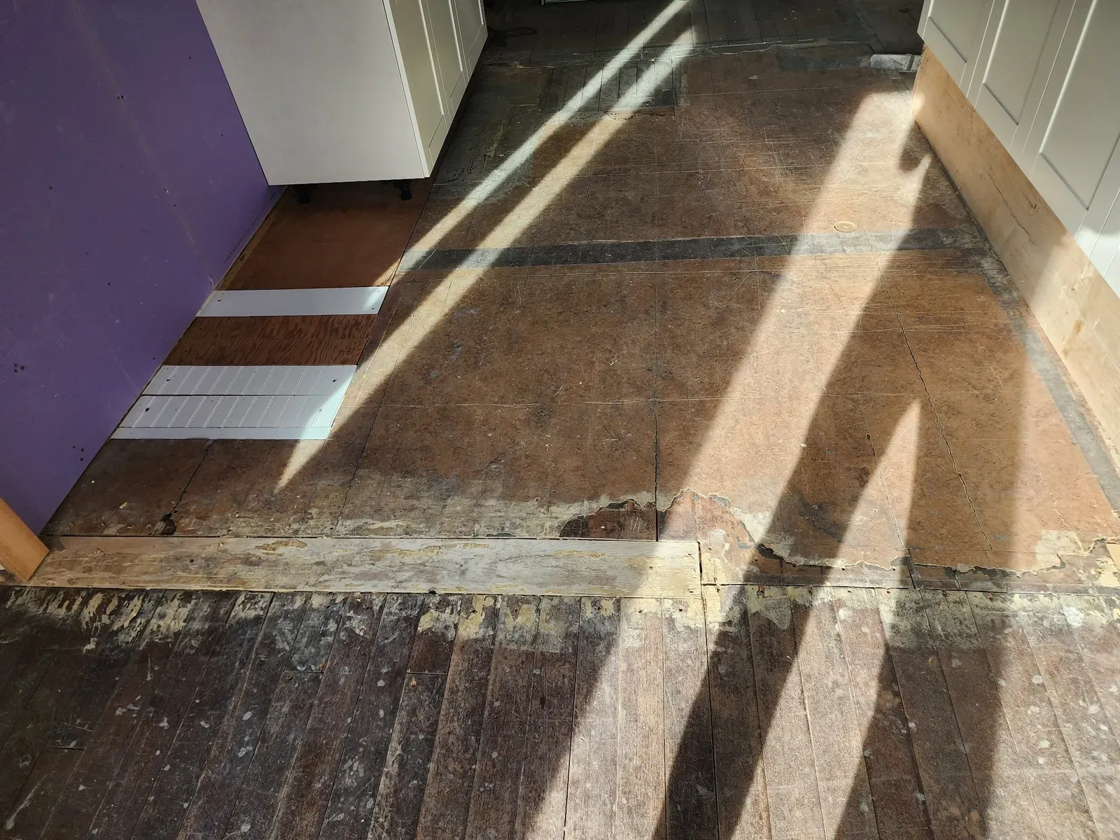 Subfloor preparation during the cabin remodel