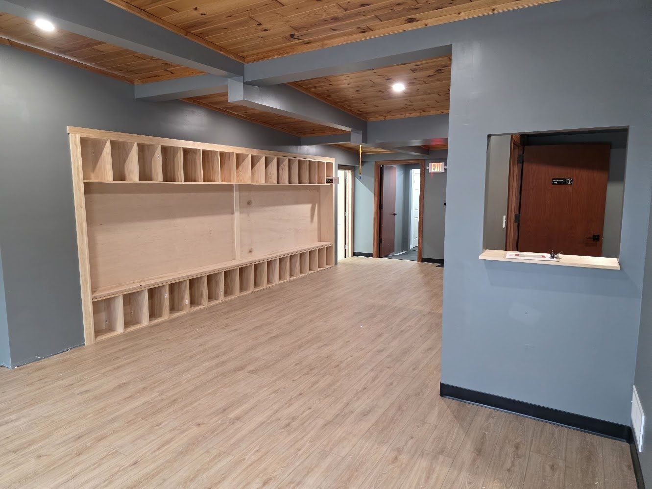 Finished performance center lobby and reception area