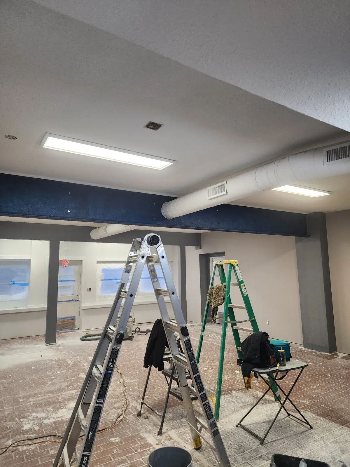 Gym interior walls during paint stage