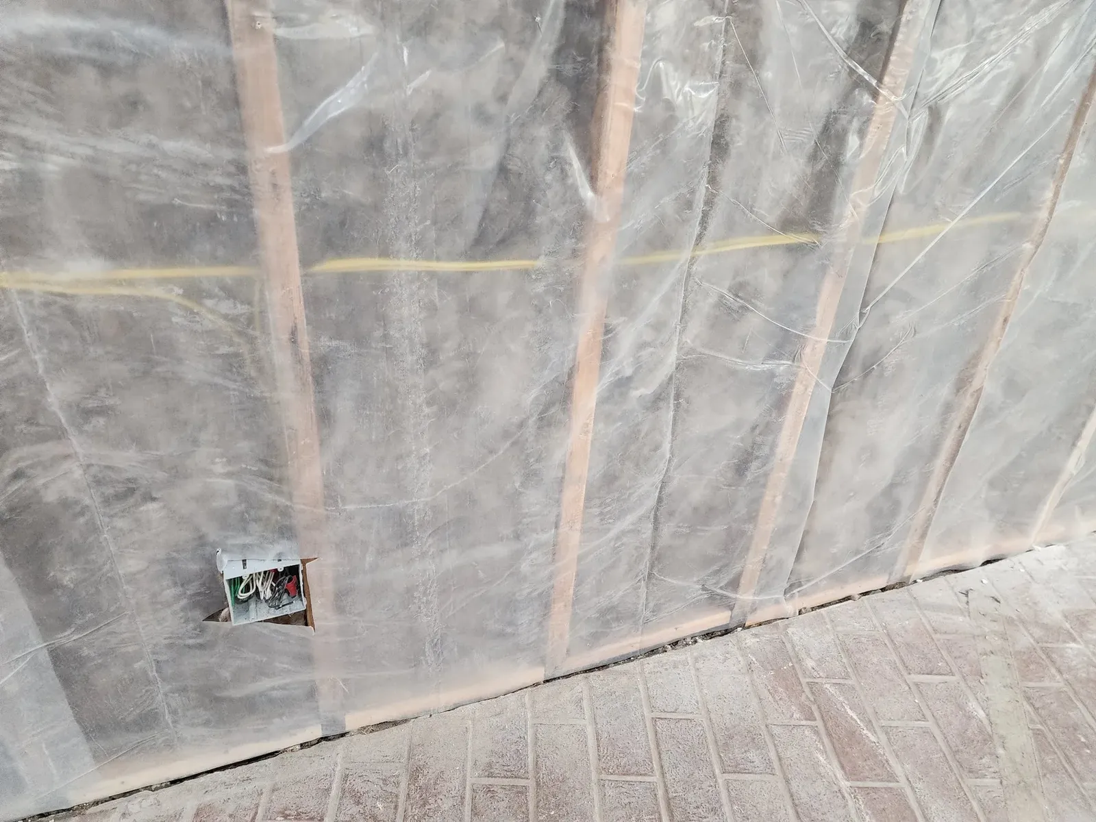 Vapor barrier installed on wall