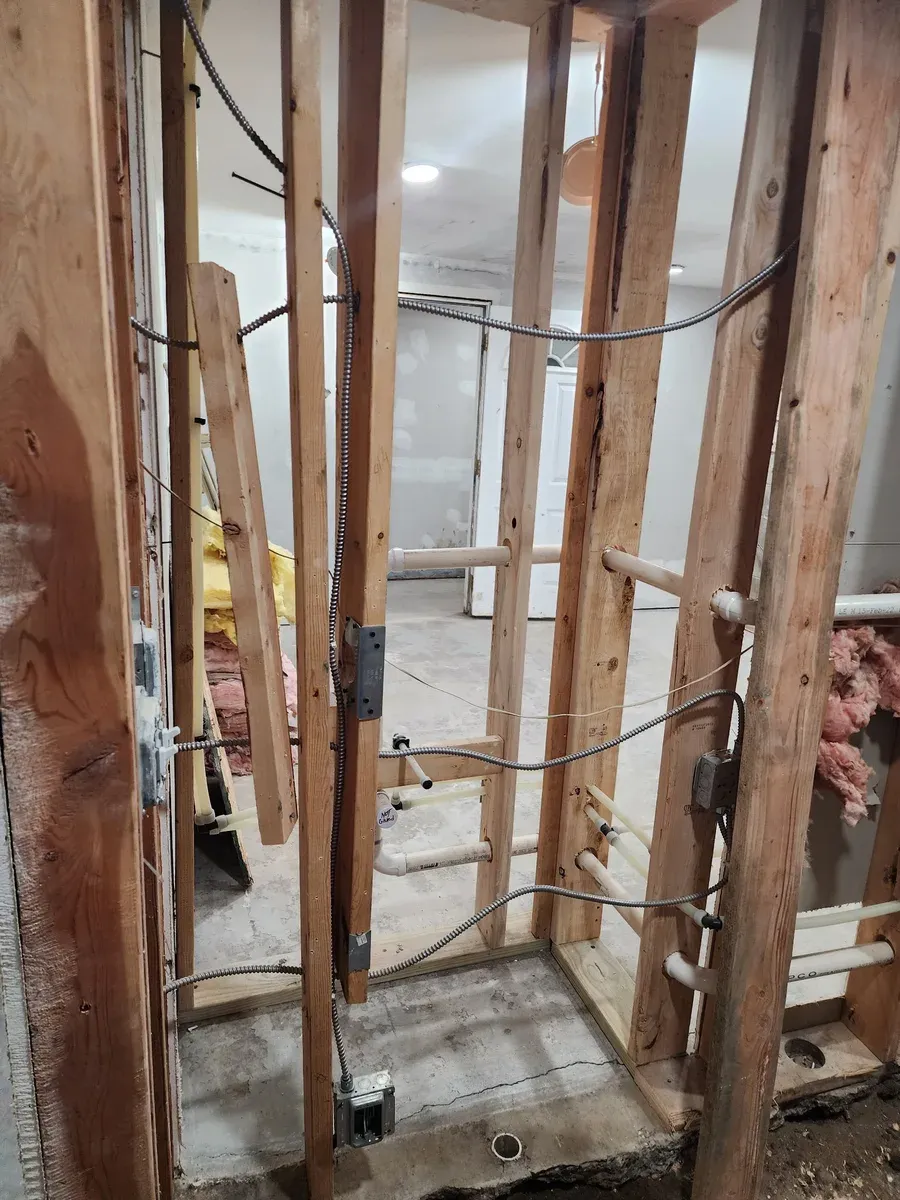 Bathroom plumbing and framing
